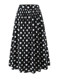 Beach Party Two Piece Set for Women Halter Neck Sleeveless Vest High Waist Polka Dot A Line Midi Skirt Suit Female