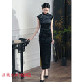 Retro Chinese Style Velvet Sleeved Qipao 2024 Spring/Summer New Slim Fashionable Women's Cheongsam Dress