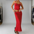 Summer Dress 2-Piece Set Women's Sexy Polka Dot Top Casual Maxi Skirts Sets Casual Party Vacation Y2k Female Dress Set