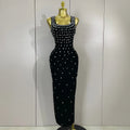 Luxury Birthday Gowns Elegant Diamonds Sleeveless Bodycon Bandage Long Dress High Street Celebrate Evening Prom Club Party Dress