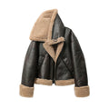 Autumn Winter New Women's Thickened Warm Double-sided Short Jacket Women's Brown Coat