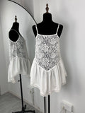 Sexy Lace Top Summer White See Through Lace Patchwork Hot Girl T-Shirt Elegant Luxury Party Look Streetwear Top Women