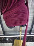 Winered Pink Women Sexy Draped Bodycon Mini Dress High Stretch Celebrate Nightclub Party Cocktail Fashion Homecoming Outfit