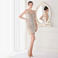Elegant Women Short Evening Dress Sexy Straps Sequin Slim Bodycon Party Dresses Black Gold Female Vestidos De Soiree