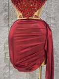 Glamorous Sparkly Red Diamonds Sexy Tops Skirt 2 PCS Set 2025 Women Celebrate Party Birthday NightClub Performance Stage Outfit