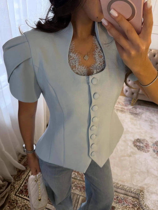 Solid Loose Spliced Lace Shirts for Women Square Collar Short Sleeve Korean Design Shirt Female Summer Fashion New