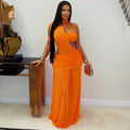 2026 Summer Bra Top and Long Skirt Two Piece Matching Ruched Party Dress for Women Sexy Mesh Sheer Club Birthday Dresses
