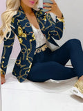 Elegant INS Paisley Butterfly Blazer Suit and Pants Two 2 Piece Set  Women 2022 Autumn Winter Street Outfit Tracksuit