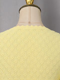 Black Casual Knit Midi Dresses For Women V Neck Gold signle Buttons Accent Textured Fabric Pleated Skirt For Office Commute