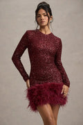 Solid Spliced Sequines Slimming Dresses for Women O Neck Long Sleeve Temperament Dress Female Fashion New