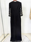 2026 New Arrivals Spring Fashion Heavy Industry Beaded Diamond Slim Midi Dress Women's Half Sleeve Female Vestidos