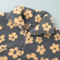 Fashion Floral Faux Lambswool Sweatshirt Women's Casual Zipper Pocket Loose Pullover Sweatshirt Autumn Festive Clothing
