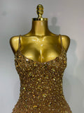 Luxury Rhinestones Sexy Mesh See Through Bodycon Dress Women Birthday Evening Cocktail party Gown Red Carpet Club Stage Outfit