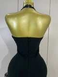 Women Sparkly Rhinestones Ruched Luxury Birthfay Evening Party Dress Sexy Halter Sleeveless Bodycon Mini Bandage Cocktail Dress