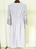 2026 New Arrivals Spring Fashion Heavy Industry Beaded Diamond Slim Midi Dress Women's Half Sleeve Female Vestidos