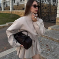 Women's 2 Piece Fashion Lapel Zip Jacket Pleated Shorts Suit Vintage Streetwear New Party  Autumn Female Short Sets