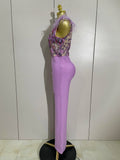 Luxury Sparkly Diamond Feather Embroidery Bandage Jumpsuit Women High Street Elegant Evening Party Club Luxury Birthday Outfit