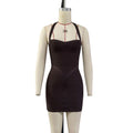 Sexy Bandage Halter Backless Gold Mini Dresses Women's Spaghetti Strap Bodycon Dress 2026 New Ladies Summer Clubwea