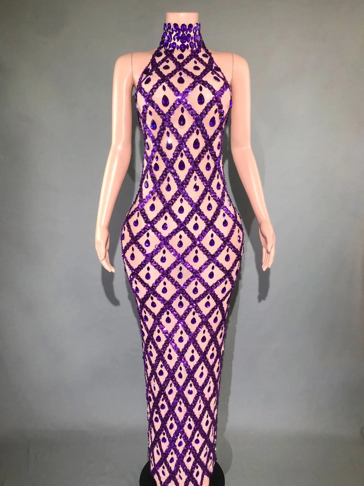 Festival Shiny Rhinestones Party Dress Birthday Luxury Costume Fancy Brilliant Dancer Wedding Impressive Evening Dress