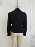 Black Loose Spliced Buttons Chic Jackets for Women Lapel Long Sleeve Commute Basics Jacket Female Summer Fashion