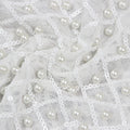 Elegant Beaded pearls blazer pants set Suits women flower white slim blazer +Sexy Mesh See Through sequin Trousers two-piece set