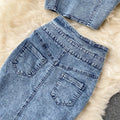 Women Denim Sets Sleeveless Strap Crop Top and Long Skirts Suits  Summer Jeans Streetwear Two 2 Piece Sets Outfits