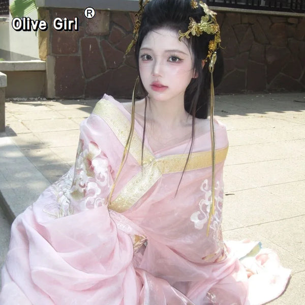 Olive Girl Yellow Hanfu Dress 2026 S-XL XS-3XL Plus Size Hanfu Chinese Dress Traditional Chinese Clothing Chinese Heritage Fashion Women
