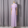 Formal Evening Party Solid Dress for Women Diagonal Collar Off Shoulder High Waist Elegant Maxi Dresses with Ribbon Female