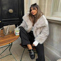 Winter Iconic Blogger Fashion Fluffy Square Collar Faux Fur Coat Women Ins Hot Chic Girls Fox Fur Jacket Outerwear