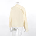 French Elegant Solid Blouse for Women Irregular Neck Patchwork Ribbon Long Sleeve Minimalist Shirt Female Spring