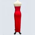 Pink Red Color Women Sexy Strapless Off the Shoulder Florals Bodycon Long Bandage Dress Celebrate Fashion Evening Party Outfit