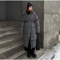 Warm Stand Neck Cotton Long Coats Women Elegant Single Breasted Zipper Belt Lace Up Outwear Female Winter Chic High Streetwear