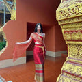Women's Thailand Traditional Clothing Two Set Thai Dress National Costume Dai Dress Minority Retro Costume Dance Photography