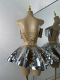 Women Sexy Shiny Diamonds Top Skirt Two Piece Sets Nightclub Party Stage Outfit Performance Danve Singer Costume Show Wear