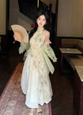 Olive Girl Flowing Sleeve Qipao for Ren Faire 2026 Garden Wedding Fairycore Photoshoot Everyday Wear S-XXL XS-3XL Plus Size Flowing Sleeve Romantic Cottagecore Garden Party Editorial Not Costume Qipao Cheongsam Chinese Dress Chinese Heritage Fashion Women