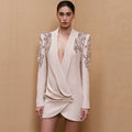 2026 Newest Designer Sequin Bead Luxury Blazer Jacket Women's Single Breasted Slim Long Brazer Vestidos