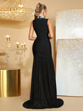 2026 New Diamond Turtleneck Bodycon Long Dress Women Sleeveless Patchwork Elegant Evening Birthday Party Dinner Wedding Gowns