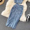 Women Denim Sets Sleeveless Strap Crop Top and Long Skirts Suits  Summer Jeans Streetwear Two 2 Piece Sets Outfits