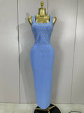 Luxury Birthday Gowns Elegant Diamonds Sleeveless Bodycon Bandage Long Dress High Street Celebrate Evening Prom Club Party Dress