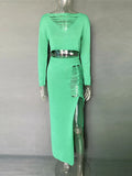 Sexy Lady Two Pieces Sets Hollow Out Crochet Knitted Suit Parti Dresses Women 2 Piece Matching Set with Midi Skirt Outfit