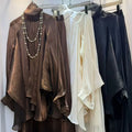 Modest Two Piece Set for Women Turtleneck Raglan Balloon Sleeve Irregular Top Maxi Flowy Long Skirt for Evening Occasions