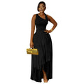 2026 New Women Birthday Party Dress Summer Slim Elegant Sleeveless Skew Collar Tassel Long Dresses Street Vintage Dress