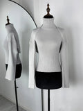 Women's Ribbed Knit Turtleneck Cutout Shoulder Halter Vest Long-Sleeved Shawl 2-Piece Set Slim Y2K Sexy Street Autumn Top