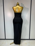 Women Sexy Black Sleeveless Backless Beading Bodycon Long Bandage Dress Evening Party Birthday Dress Elegant Knitted Vestidos i