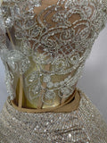 Sparkly Sequin Beading Sexy Strapless Two Pieces Set Women Evening Celebrate Nightclub Party Luxury Birthday Dress Stage Costume