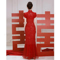 New Chinese Style Dresses Elegant Mermaid Cheongsams Embroider Phoenix Mesh Sequins Qipao Bridal Wedding Dress Luxury Vestidos