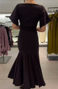 Elegant Patchwork Maxi Dress Women Solid Round Neck Short Sleeve Slim Fit Gowns Lady 2026 New Basic Evening Casual Summer Robes