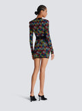 Women's Colorful Printed Jacquard Glam Deep V Mini Dress Fashion Hot Socialite Party Evening Performance Gown Robes Bal De Promo