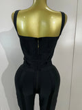 High Quality Sexy Black Halter Sleeveless Bodycom Bandage Jumpsuit Fashion Woman Evening Party Nightclub Performance Costumes