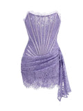 Sexy Lace See-through Patchwork Corset Dress Female Bodycon Elegant Party MIrrgualr Mini Dress Women Tube Top Dress New